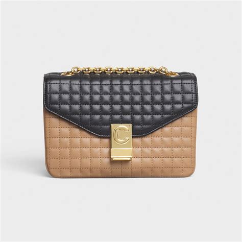 celine medium c leather and felt bag|Medium C Bag in bicolour quilted calfskin .